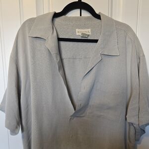 Merona Light Gray Casual Button Down Shirt Short Sleeve XL